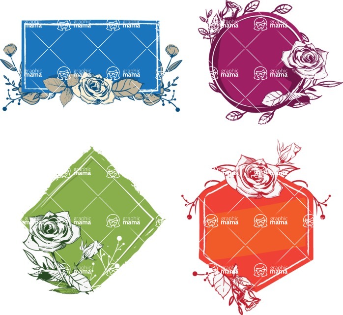 Vector Hand Drawn Elements Mega Bundle - Transparent Floral Labels in Hand Drawn Style Vector Set